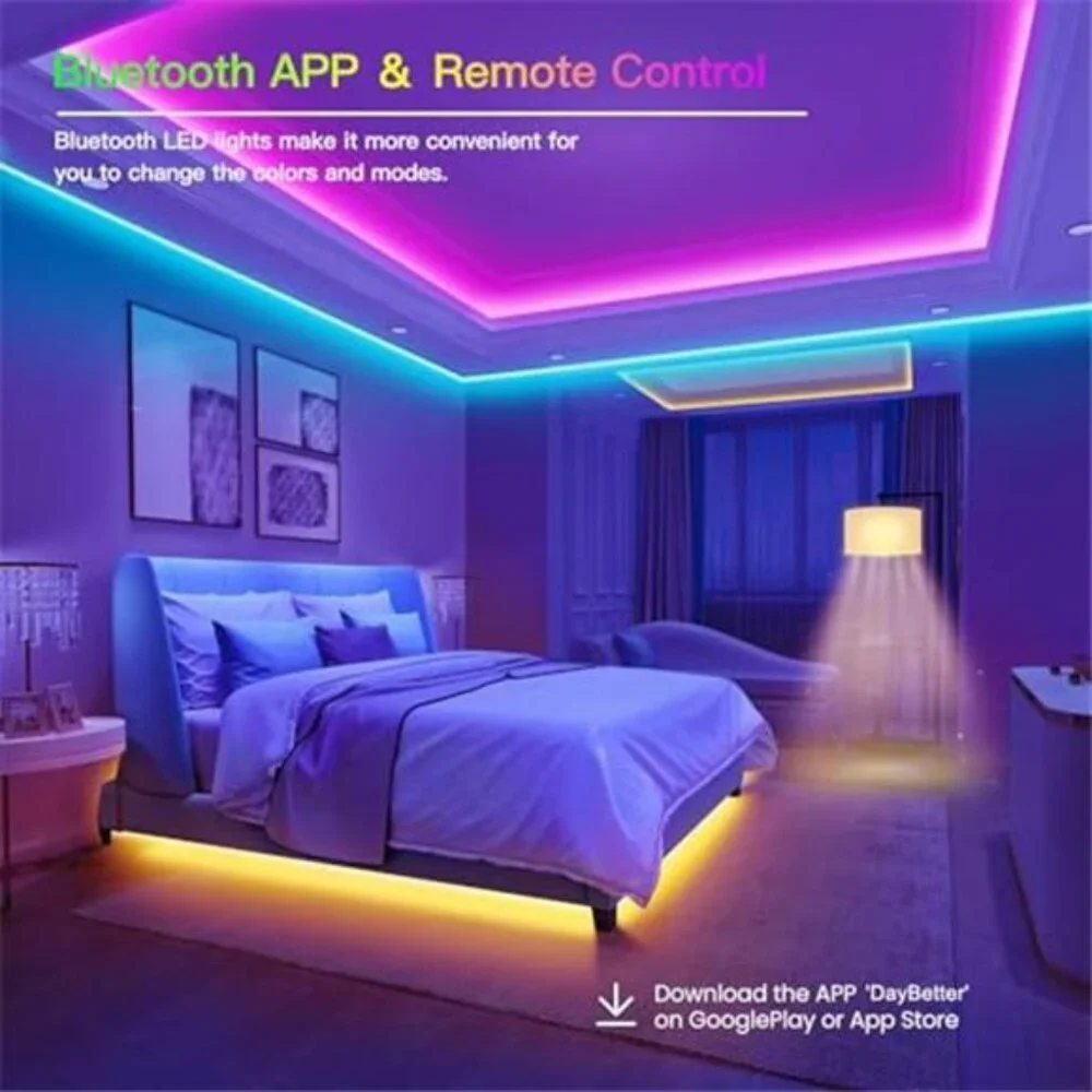 100FT LED Strip Lights RGB Bluetooth App Control Music Sync Room Decor